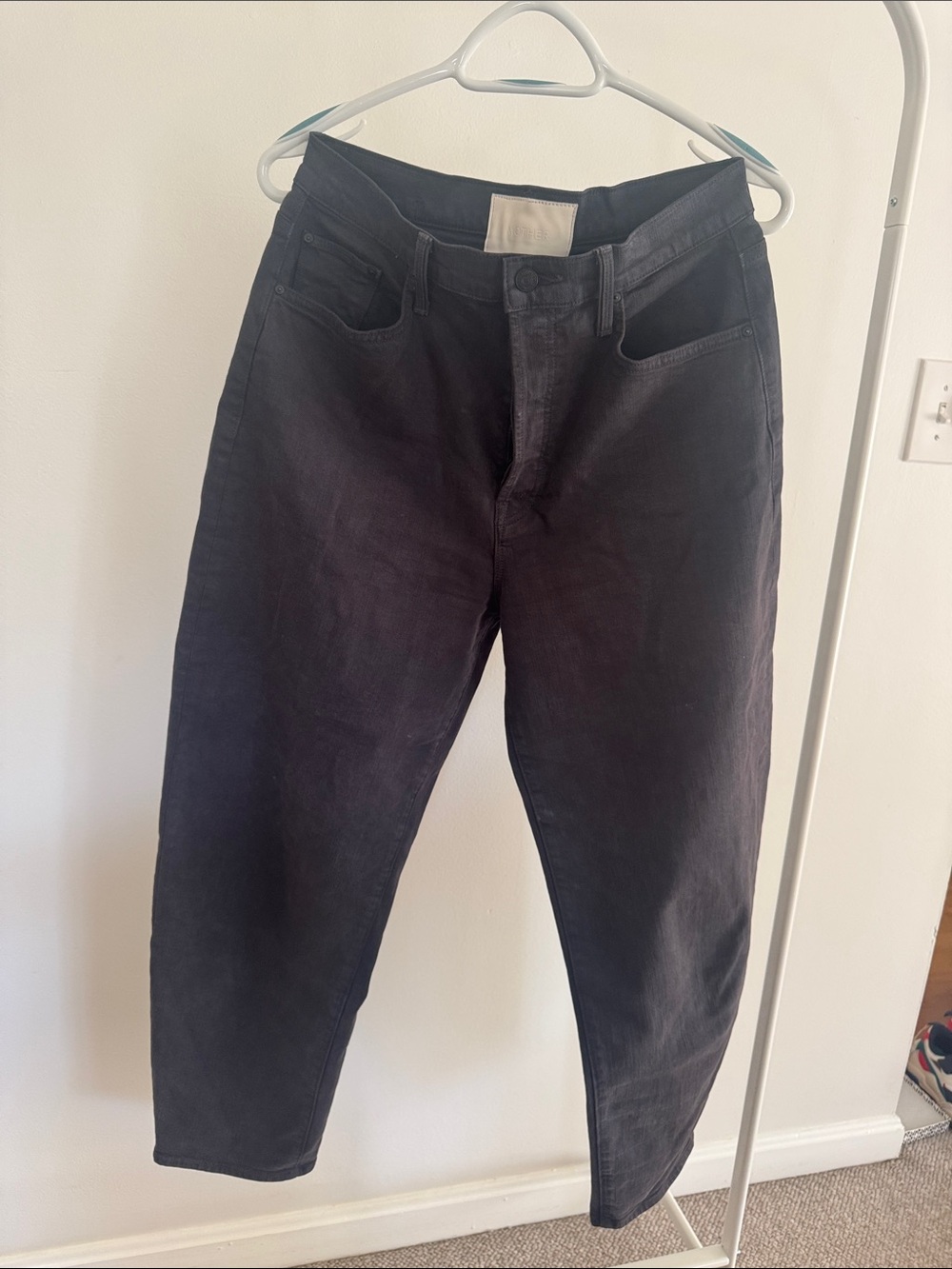 MOTHER Black High-Rise Tapered Chinos